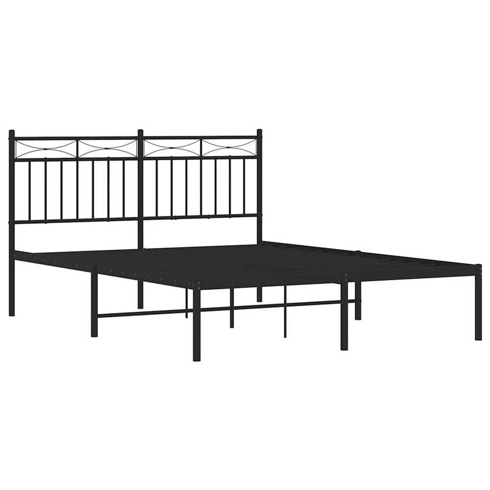 Lova Metalinis lovos rėmas su galvūgaliu, juodos spalvos, 135x190cm