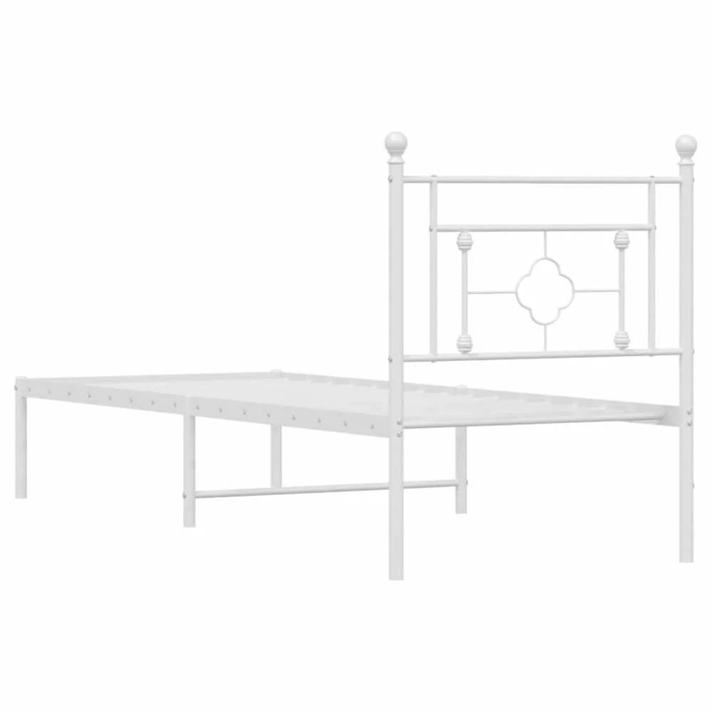 Metalinis lovos rėmas su galvūgaliu, baltos spalvos, 75x190cm