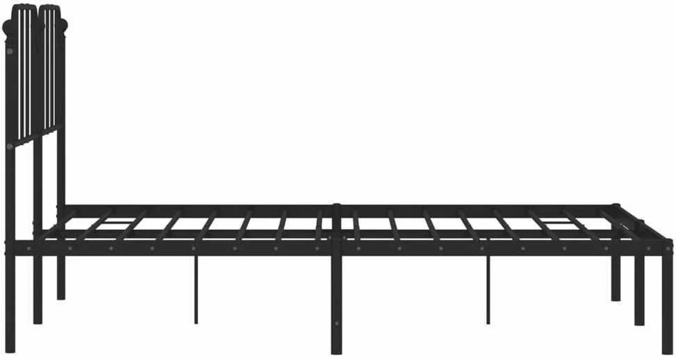 Metalinis lovos rėmas su galvūgaliu, juodos spalvos, 140x190cm