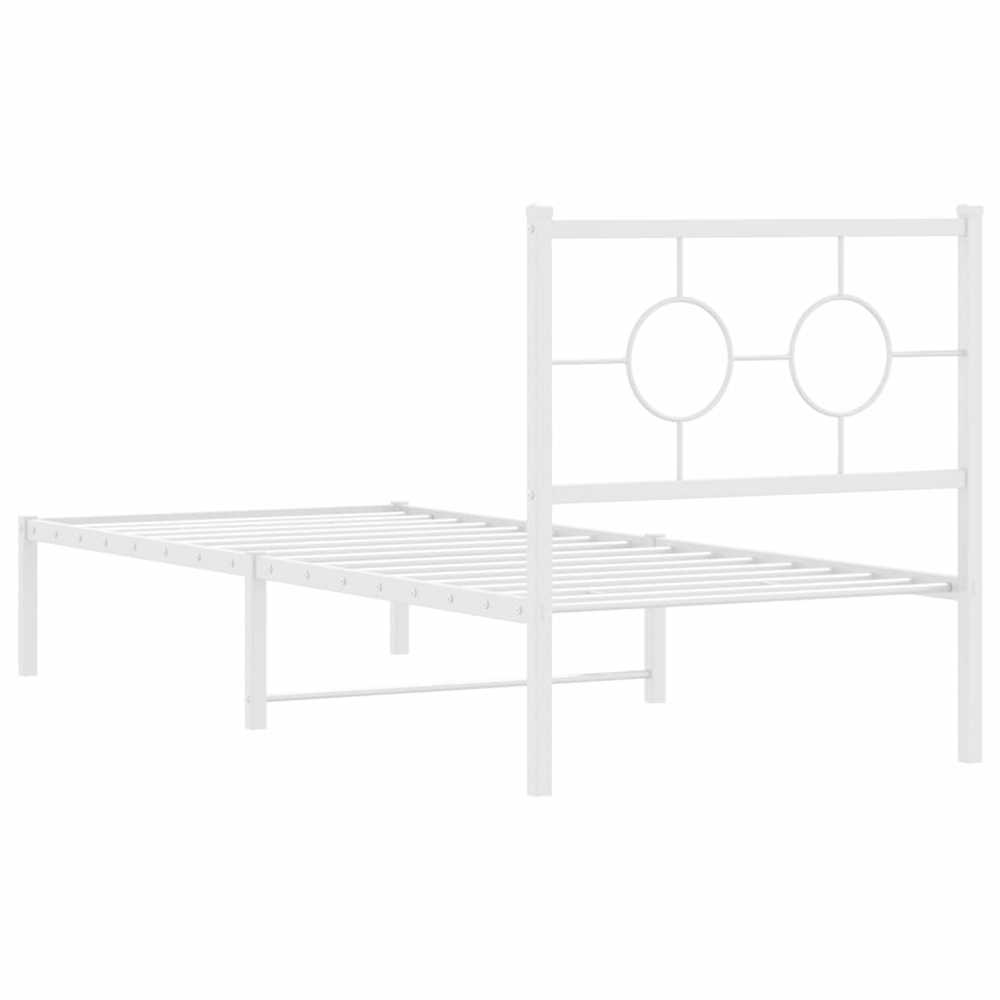 Metalinis lovos rėmas su galvūgaliu, baltos spalvos, 75x190cm