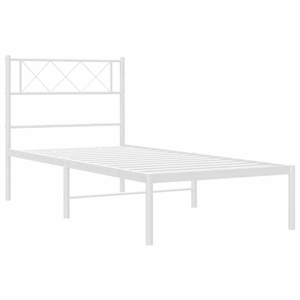 Metalinis lovos rėmas su galvūgaliu, baltas, 90x190cm