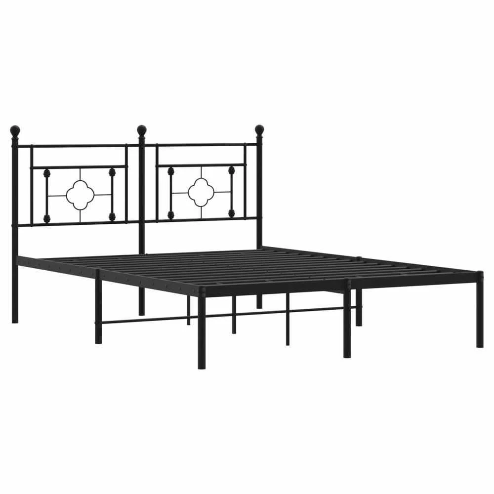 Lova Metalinis lovos rėmas su galvūgaliu, juodos spalvos, 135x190cm