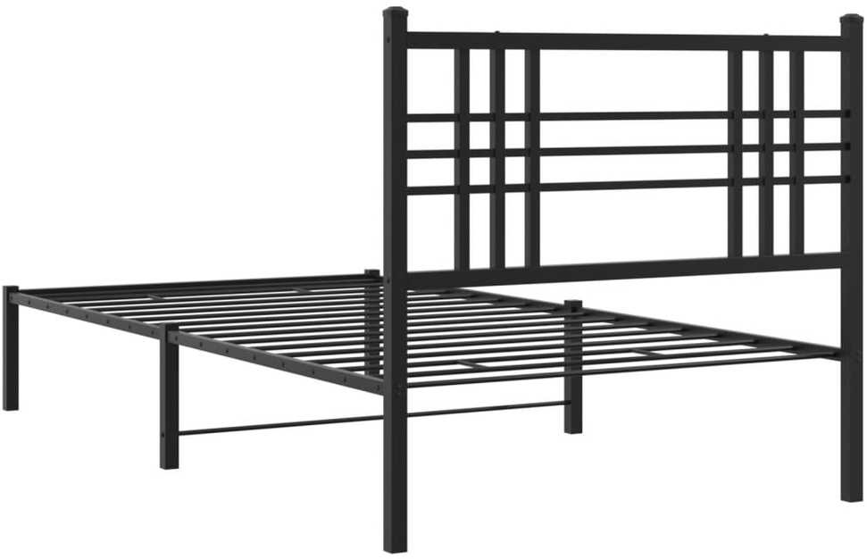 Metalinis lovos rėmas su galvūgaliu, juodos spalvos, 100x200cm