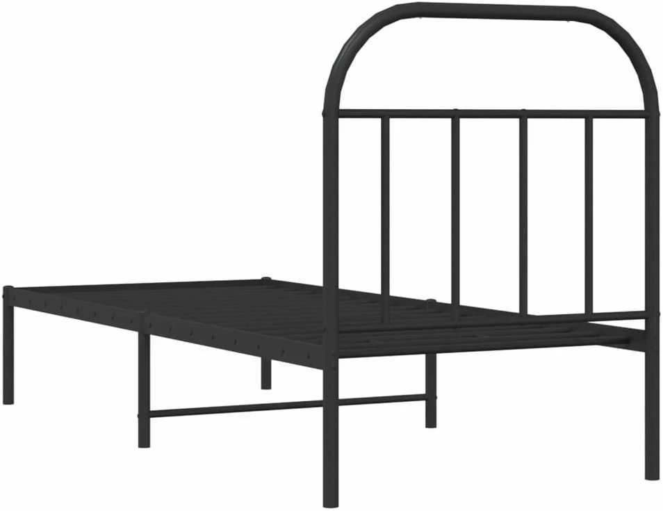 Metalinis lovos rėmas su galvūgaliu, juodos spalvos, 75x190cm