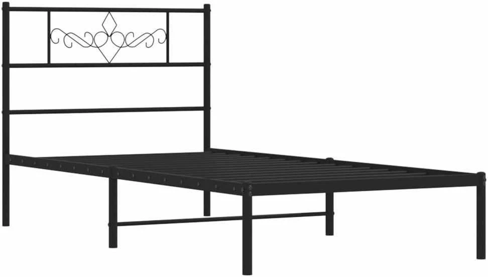Metalinis lovos rėmas su galvūgaliu, juodos spalvos, 90x190cm