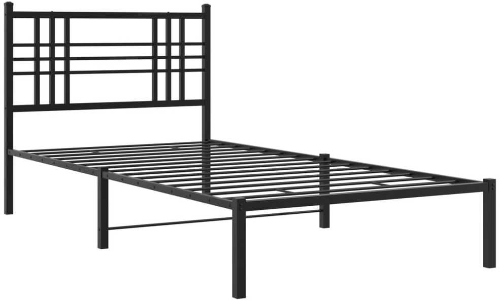 Metalinis lovos rėmas su galvūgaliu, juodos spalvos, 100x200cm