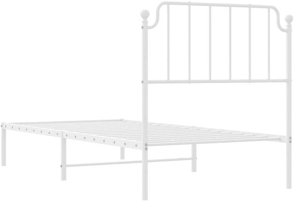 Metalinis lovos rėmas su galvūgaliu, baltos spalvos, 90x200cm