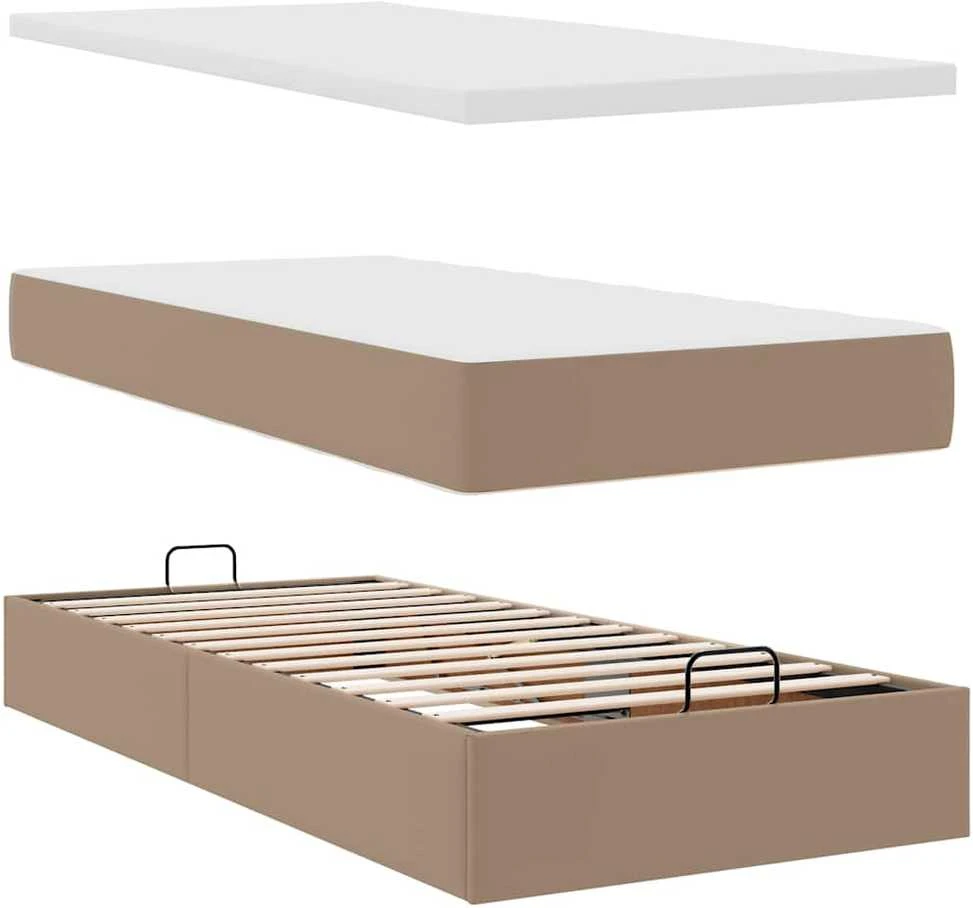 Osmanų lovos rėmas su čiužiniais, kapučino, 180x200cm