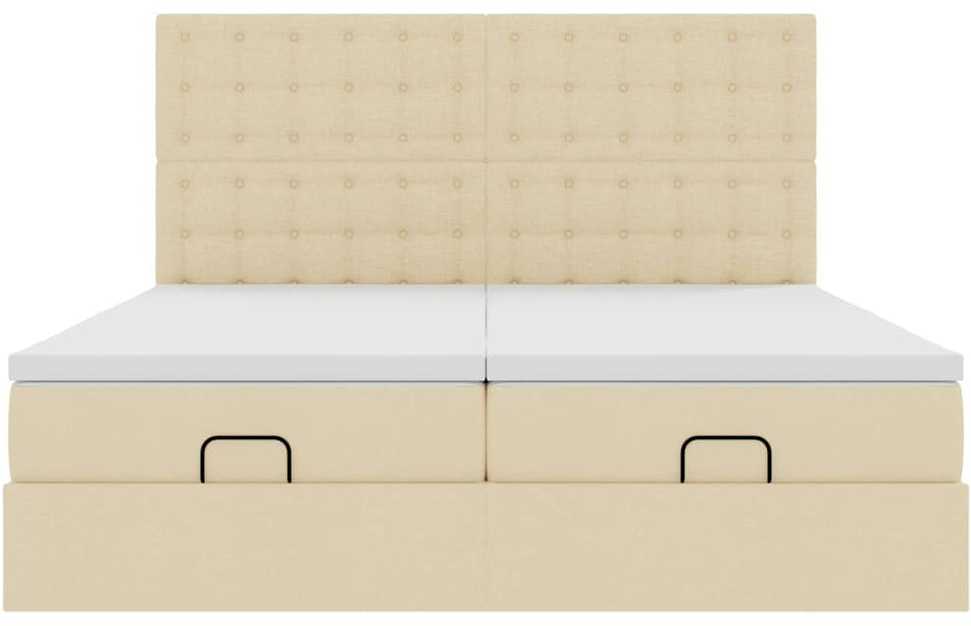Osmanų lovos rėmas su čiužiniais, kreminis, 200x200cm, audinys
