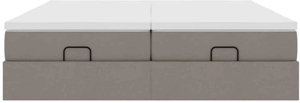 Osmanų lovos rėmas su čiužiniais, taupe, 160x200cm, audinys