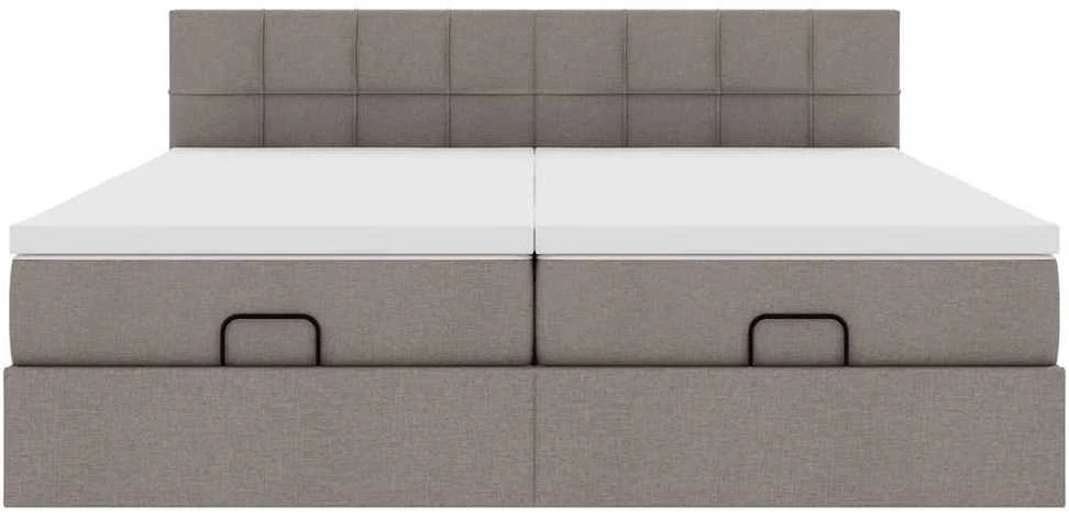 Osmanų lovos rėmas su čiužiniais, taupe, 160x200cm, audinys