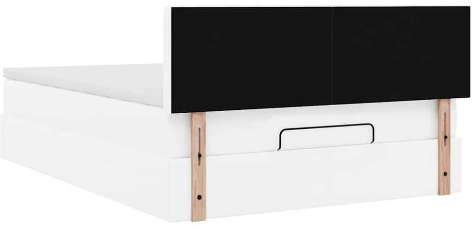 Osmanų lova su čiužiniais ir LED, 140x190cm, dirbtinė oda