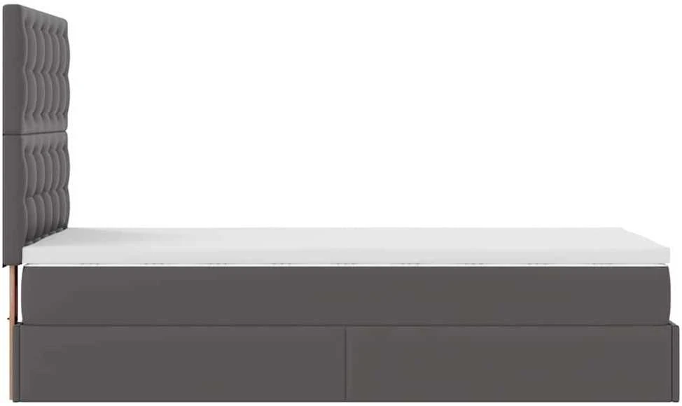 Osmanų lovos rėmas su čiužiniu, pilka, 100x200cm, dirbtinė oda