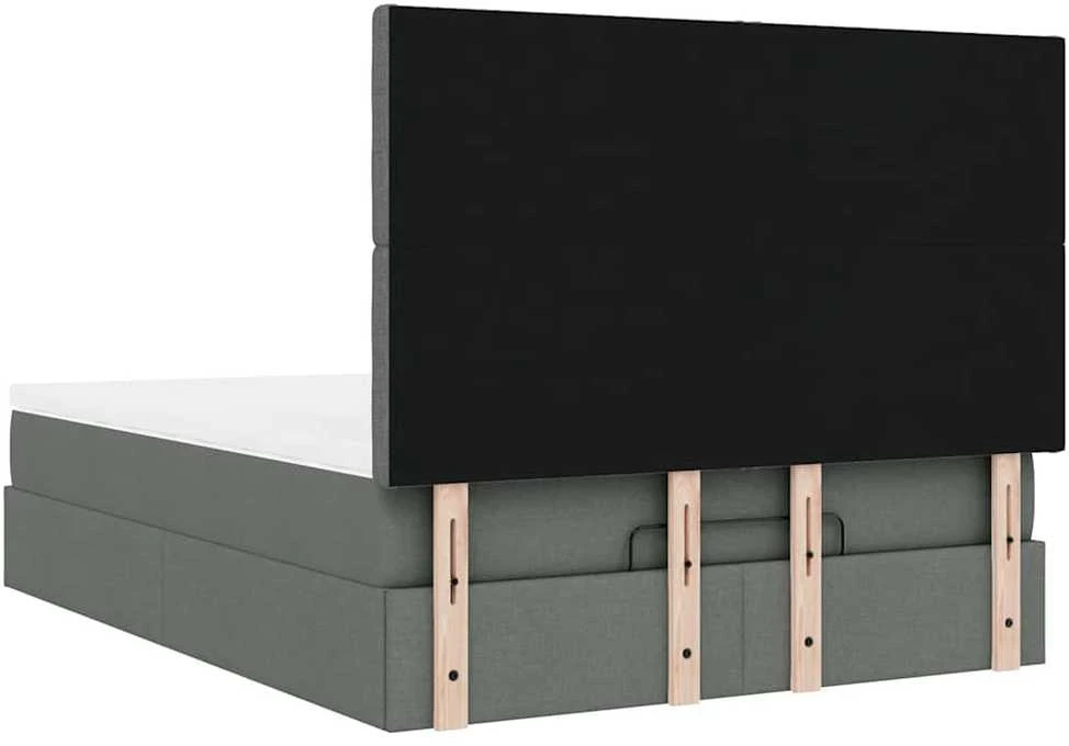 Osmanų lova su čiužiniu ir LED tamsiai pilka 140x190cm audinys