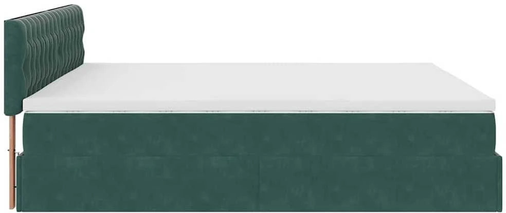 Osmanų lovos rėmas su čiužiniu, žalias, 200x200cm, aksomas