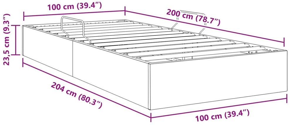 Lova Otomano lovos rėmas Juodas 100 x 200 cm Dirbtinė oda