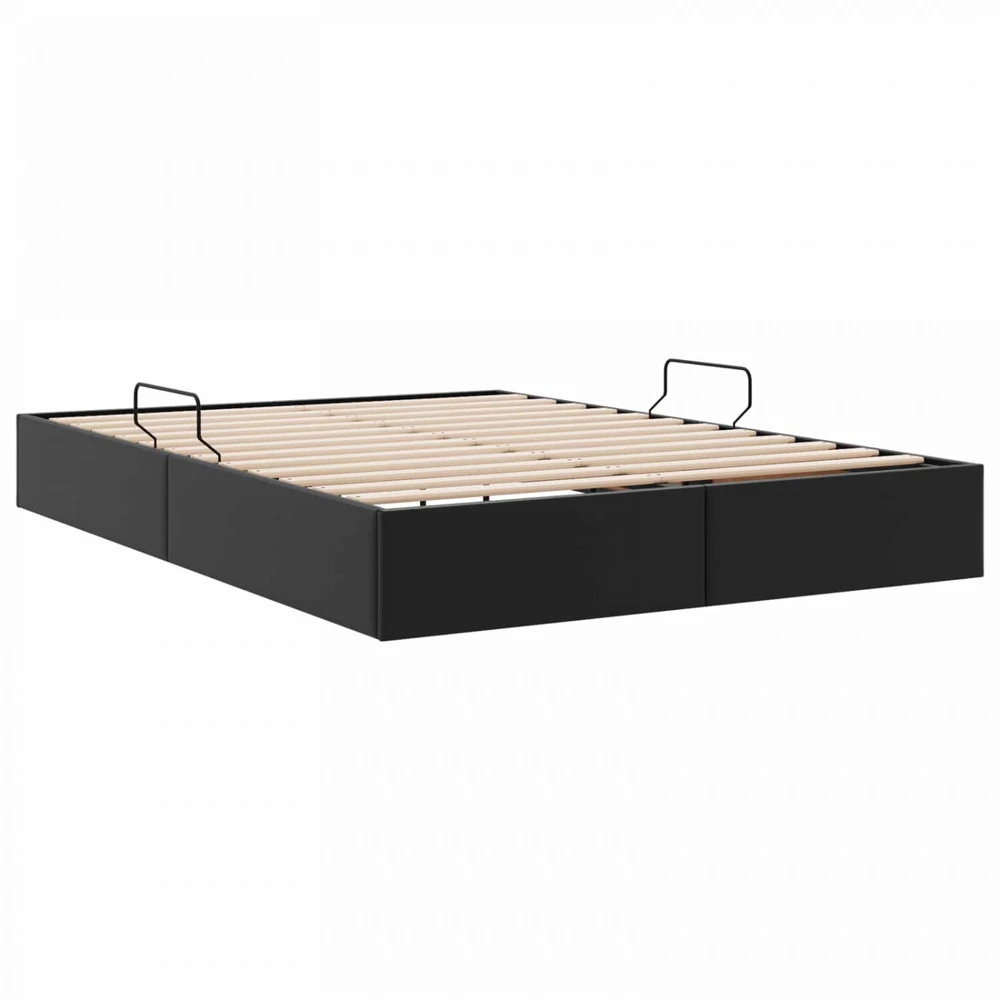 Lova Otomano lovos rėmas Juodas 140 x 190 cm Dirbtinė oda