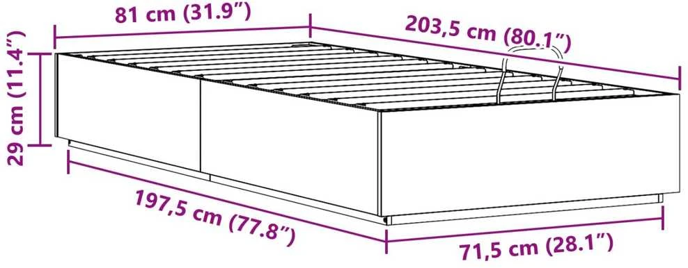 Lova Otomano lovos rėmas su saugojimo funkcija Natūrali 80 x 200 cm