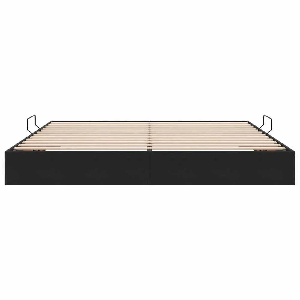 Otomano lovos rėmas su saugykla Juoda 200 x 200 cm Aksomas
