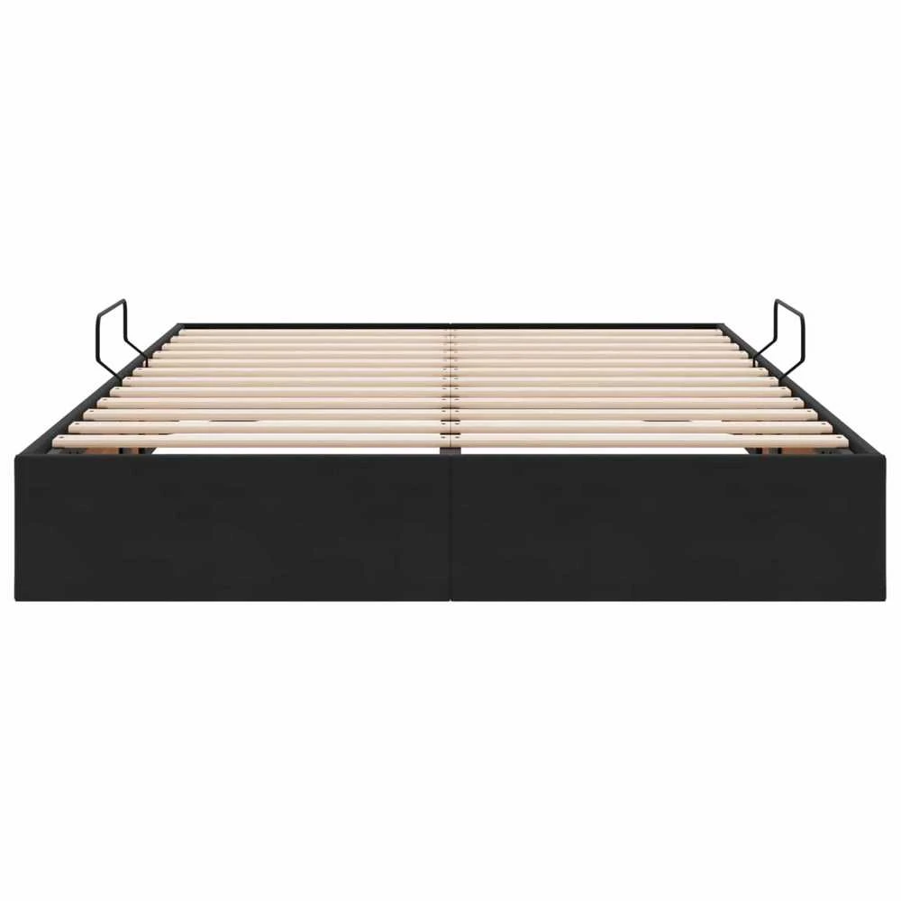 Otomano lovos rėmas su saugykla Juoda 140 x 200 cm Aksomas