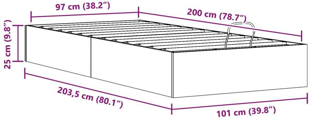 Lova Otomano lovos rėmas su saugojimo funkcija Natūrali 100 x 200 cm