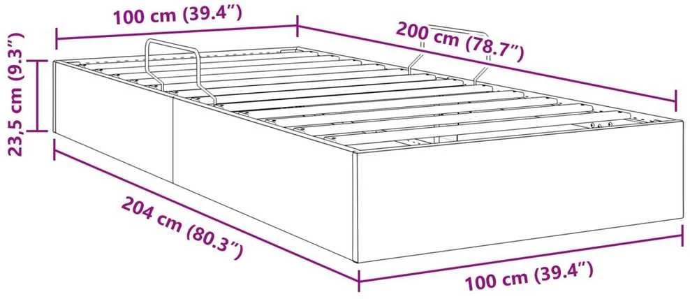 Lova Otomano lovos rėmas Šviesiai pilka 100 x 200 cm Aksomas