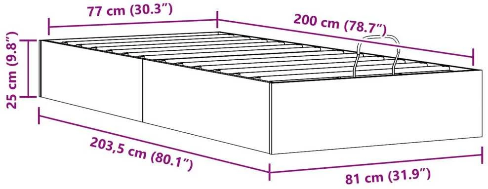 Lova Otomano lovos rėmas su saugojimo funkcija Natūrali 80 x 200 cm