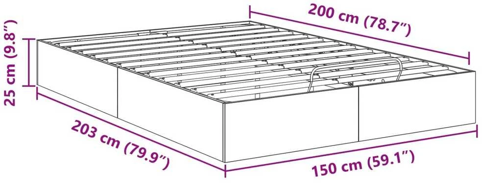 Lova Otomano lovos rėmas Baltas 203 x 150 x 25 cm Dirbtinė mediena