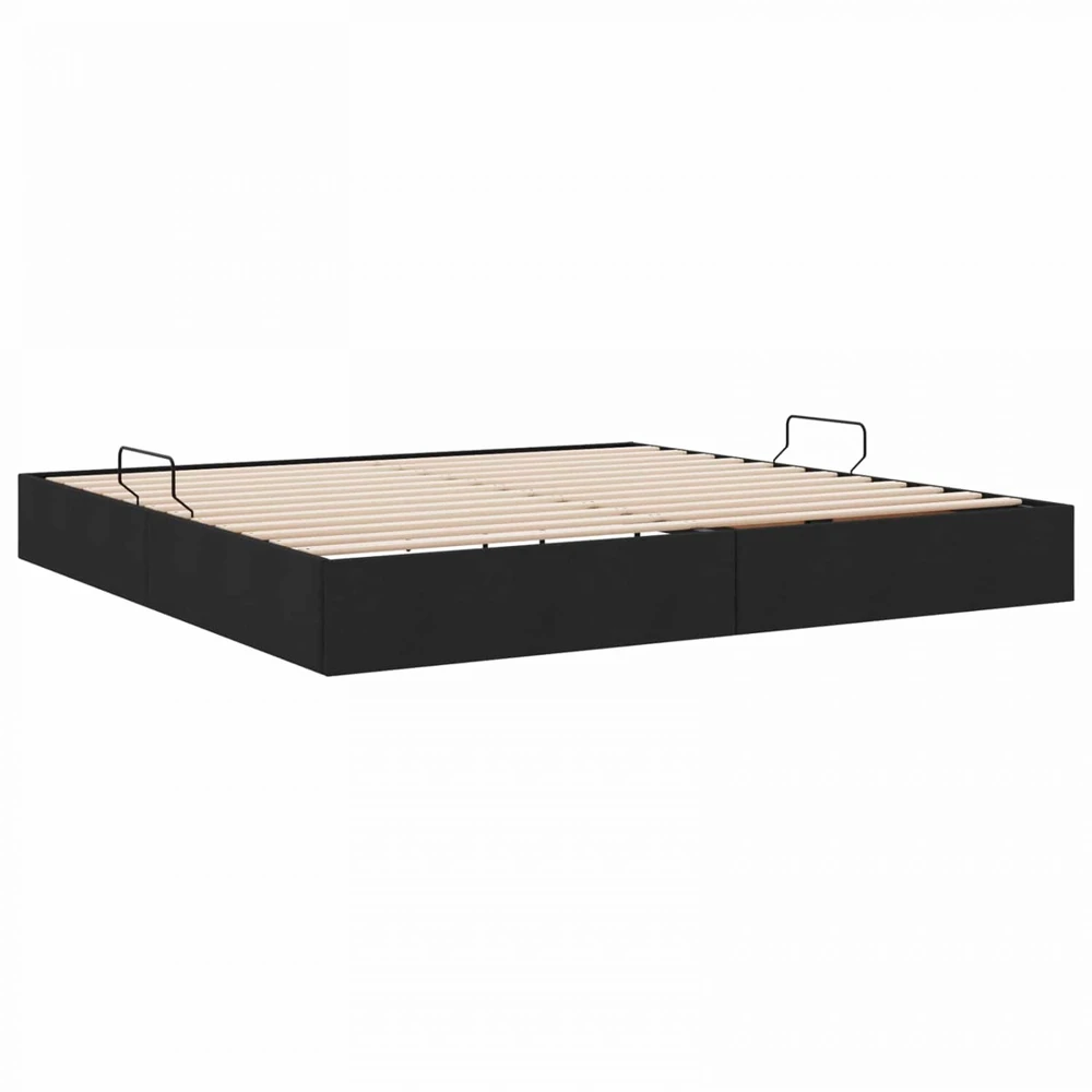 Lova Otomano lovos rėmas su saugykla Juodas 200 x 200 cm audinys