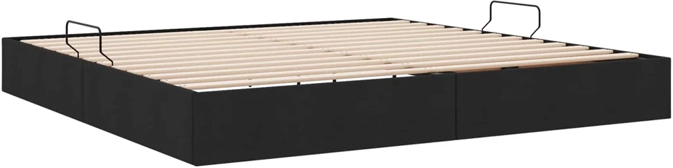 Lova Otomano lovos rėmas su saugykla Juodas 200 x 200 cm audinys