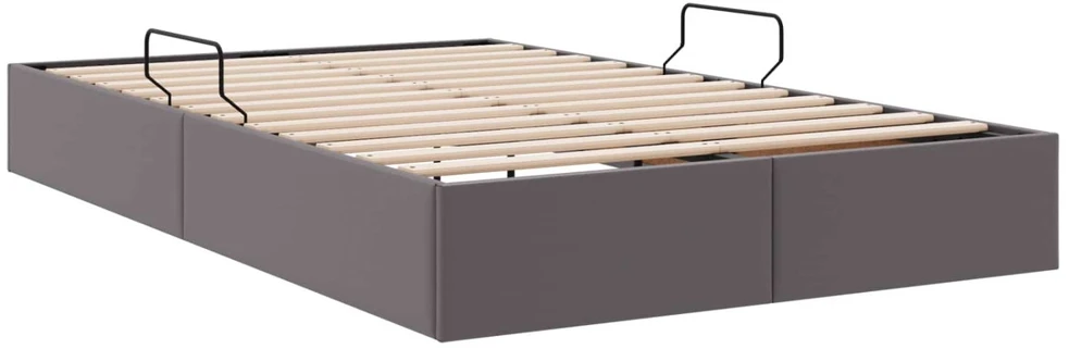 Lova Otomano lovos rėmas su saugykla Pilka 120 x 200 cm Dirbtinė oda