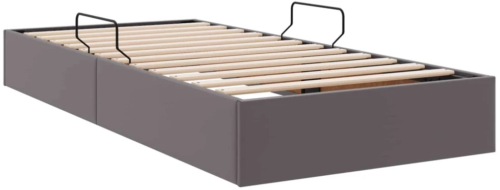 Lova Otomano lovos rėmas su saugykla Pilka 100 x 200 cm Dirbtinė oda