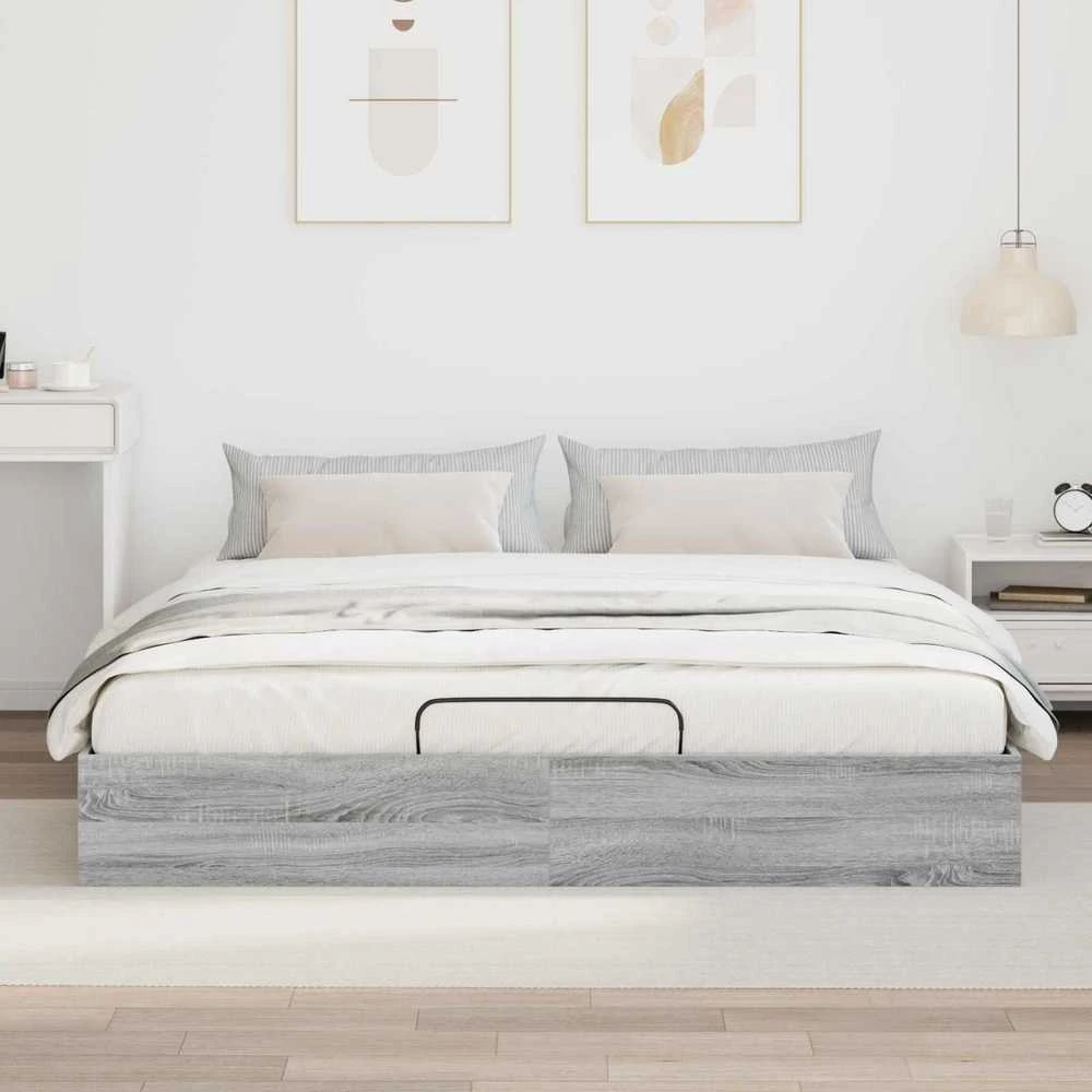 Lova Otomano lovos rėmas Pilka Sonoma 160 x 200 cm Dirbtinė mediena