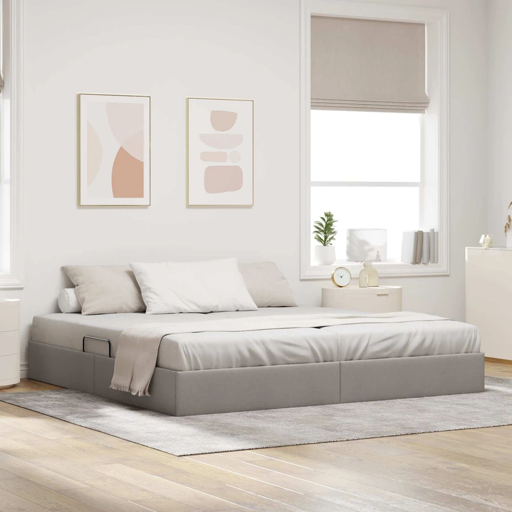 Lova Otomano lovos rėmas su saugykla Taupe 200 x 200 cm audinys