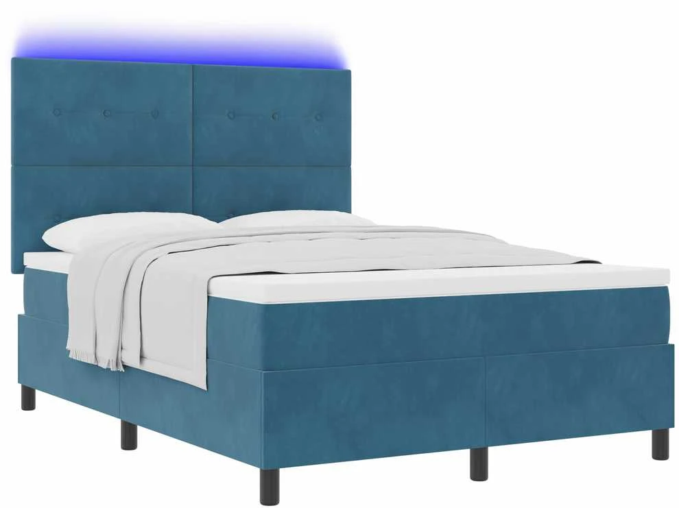 LED Čiužinio Lova Tamsiai mėlyna 160 x 200 cm Aksomas