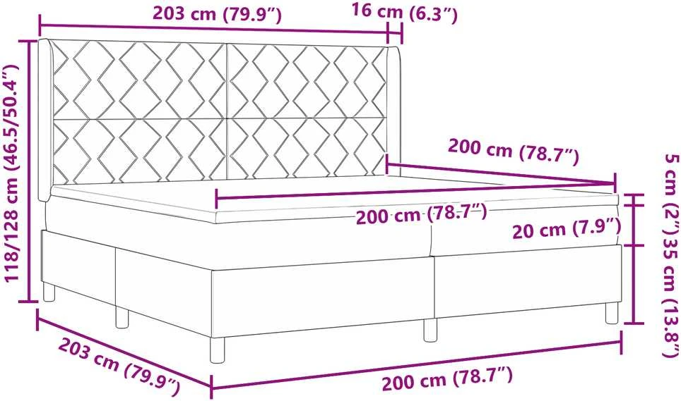 Kiemas lova su LED juostelėmis Mėlyna 200 x 200 cm Aksomas