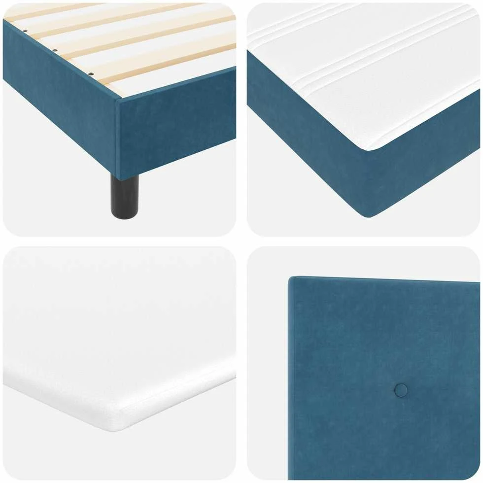 Kiemas lova su galvūgalio Tamsiai mėlyna 90 x 200 cm Aksomas