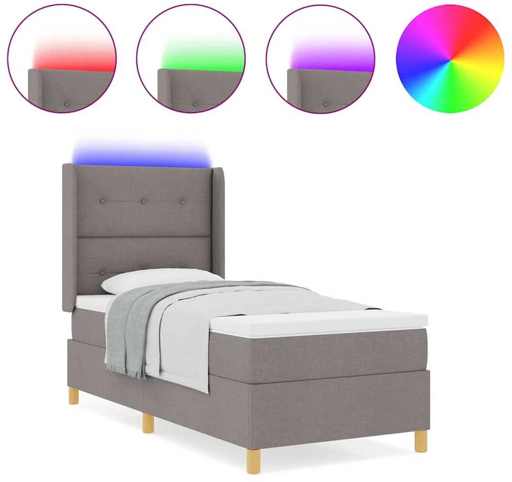 Kiemas lova su LED juostelėmis Tortora 90 x 190 cm audinys