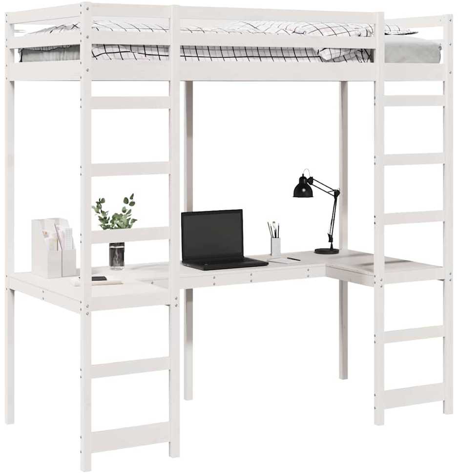 Lova Palėpės lovos rėmas Balta 80 x 200 cm Kietos pušies mediena