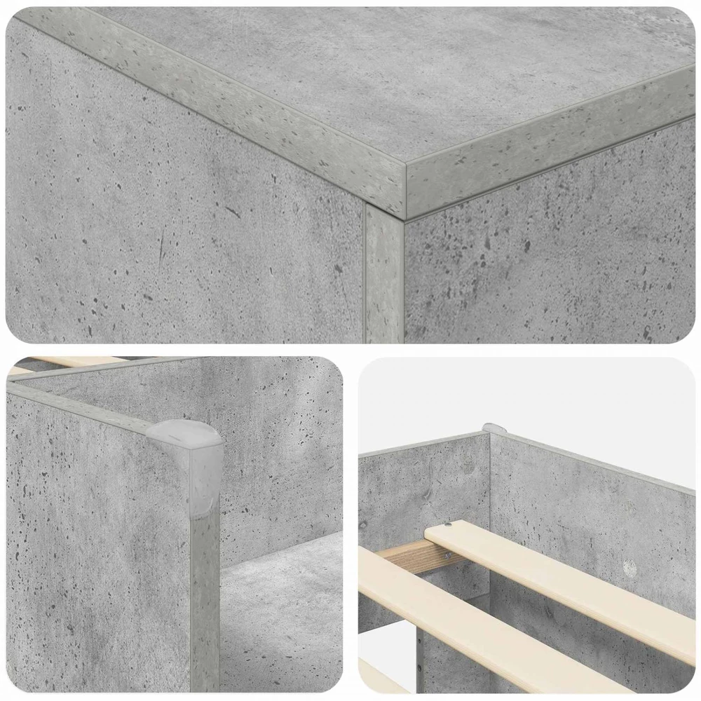 Palėpės lova su spinta 3 vnt. Betono pilka Apdirbta mediena