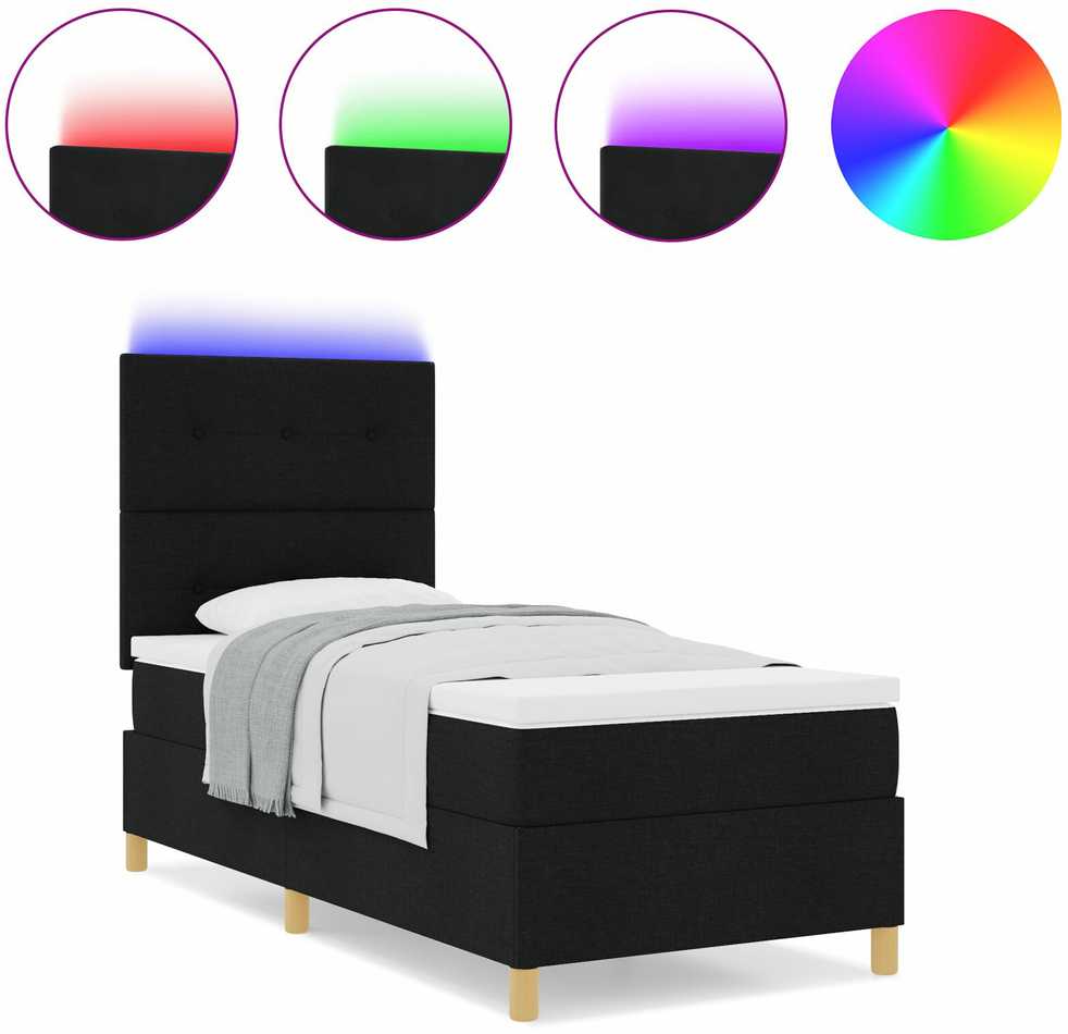 LED Čiužinio Lova su galvūgalio Juoda 100 x 200 cm audinys