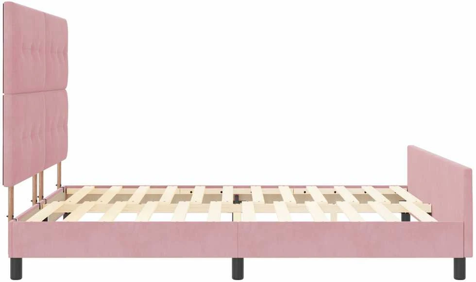 Kiemas lova su galvūgalio Rožinė 180 x 200 cm Aksomas