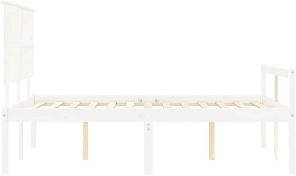 Lova senjorams su galvūgaliu, baltas, 120x200 cm, mediena