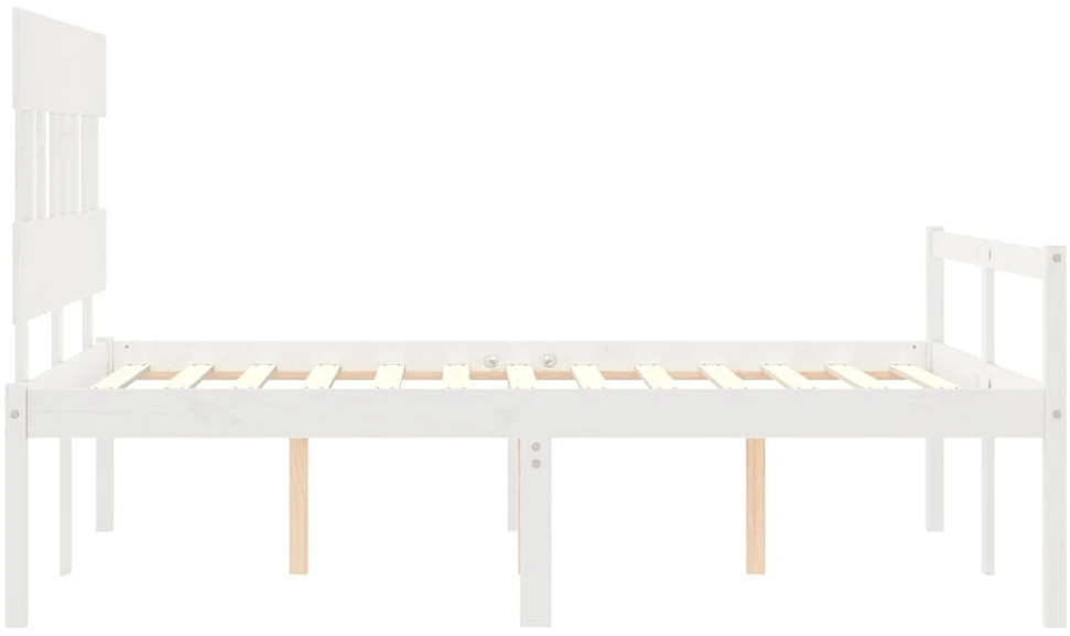 Lova senjorams su galvūgaliu, baltas, 120x200 cm, mediena