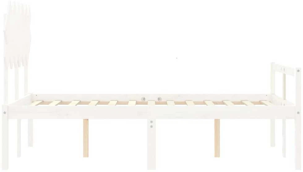 Lova senjorams su galvūgaliu, baltas, 120x200 cm, mediena