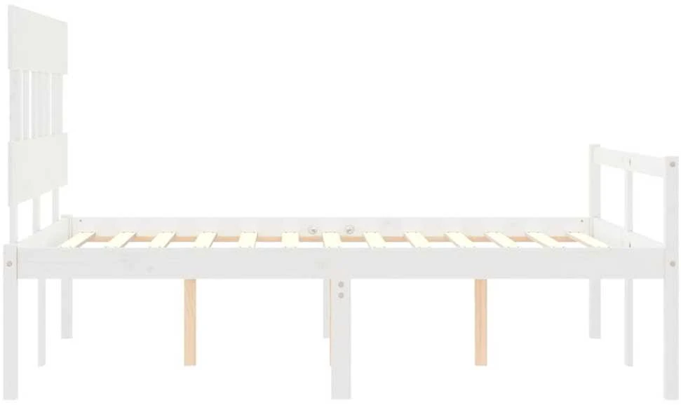 Lova senjorams su galvūgaliu, baltas, 140x190 cm, mediena