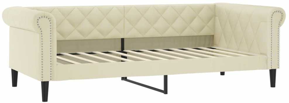 Sofa, kreminės spalvos, 90x200cm, dirbtinė oda