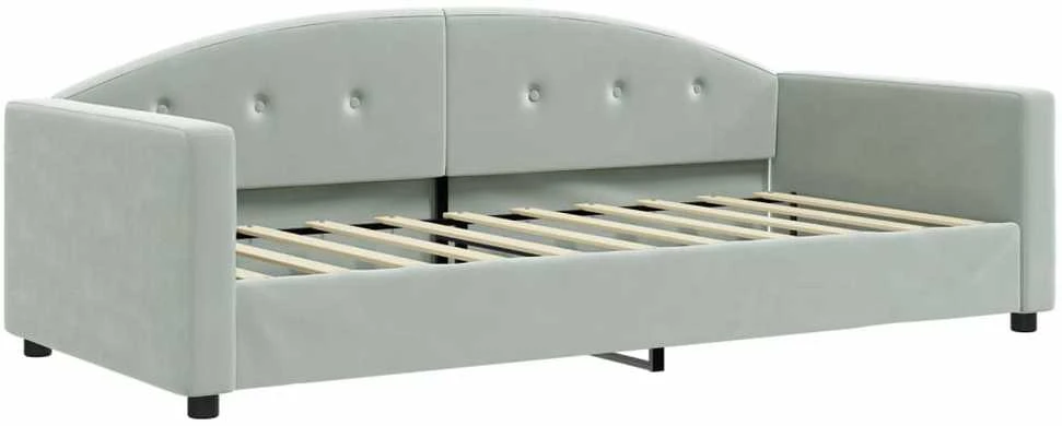 Sofa, šviesiai pilkos spalvos, 90x190cm, aksomas