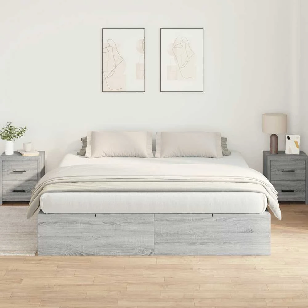 Lova su daiktų laikymo vieta Pilkas Sonoma 200 x 200 cm