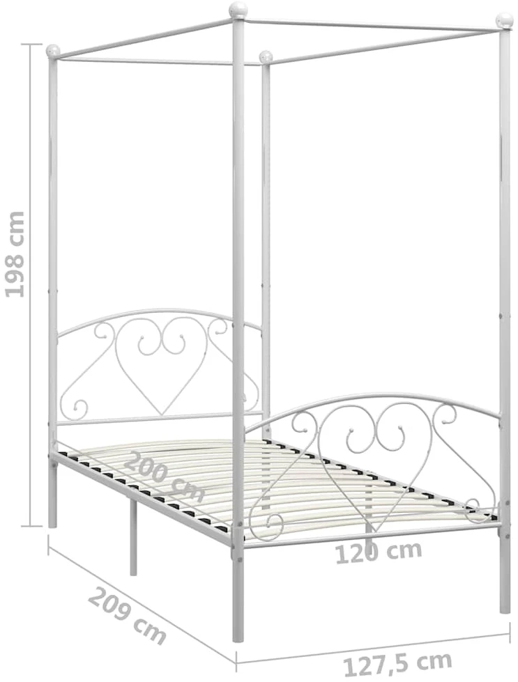 Lova su baldakimu, baltos spalvos, 120x200cm, metalas